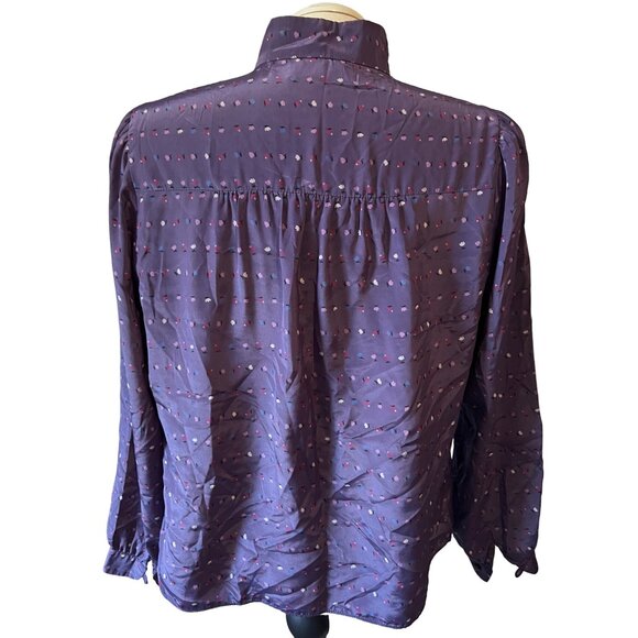 Prophecy Vintage Floral Silky Purple Librarian Blouse Sz Large Appx (Unsized) Ma - Picture 9 of 13